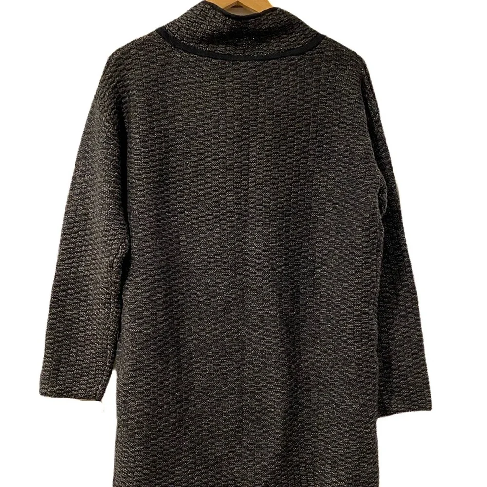 NWT Nine West Gray & Black Wool Snap Top Sweater